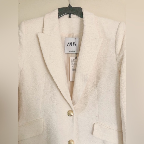 ZARA ECRU STRUCTURED COAT WITH GOLDEN BUTTONS - Picture 10 of 15